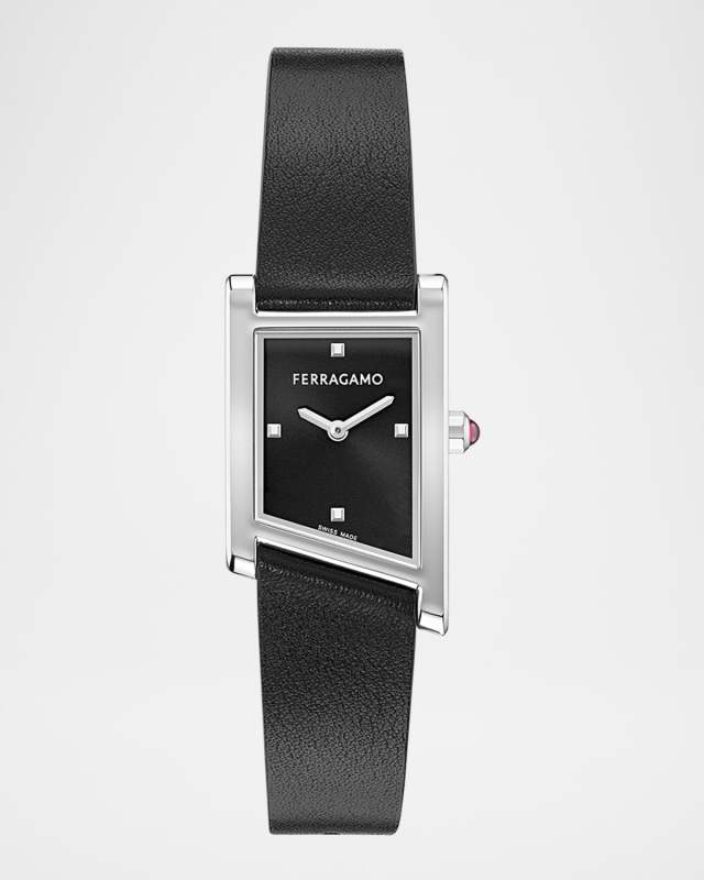 Ferragamo Asymetrique 22X36MM Stainless Steel Leather Watch